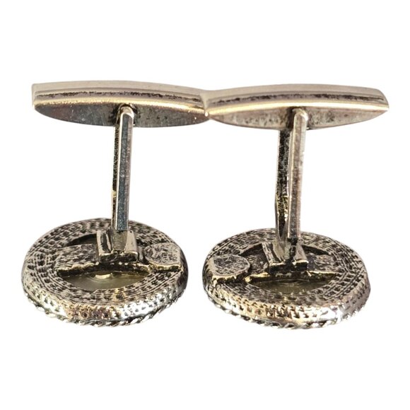 Lot of 4 Vintage Cufflinks Unbranded Pearl Silver Gold Copper - Picture 5 of 9